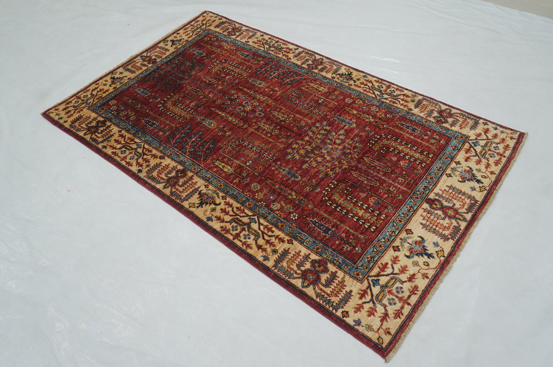 4x6 Red Afghan Bakhshaish Hand Knotted Oriental Rug