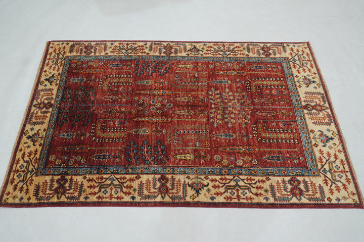 4x6 Red Afghan Bakhshaish Hand Knotted Oriental Rug