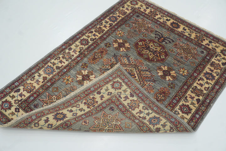 3x5 Gray Kazak Afghan Hand-knotted Rug - Yildiz Rugs