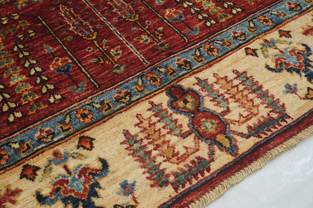 4x6 Red Afghan Bakhshaish Hand Knotted Oriental Rug