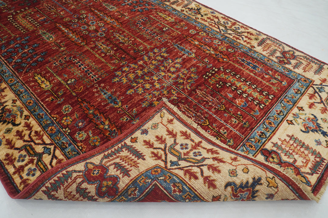 4x6 Red Afghan Bakhshaish Hand Knotted Oriental Rug