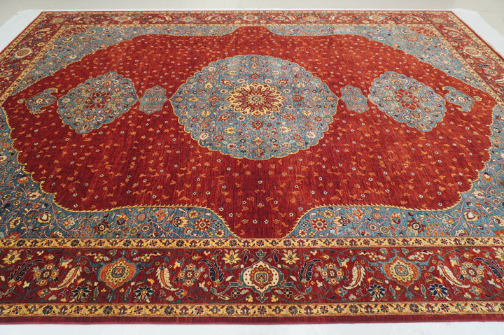 10x14 Red Farahan Afghan Hand knotted Wool Oriental Medallion Rug - Yildiz Rugs