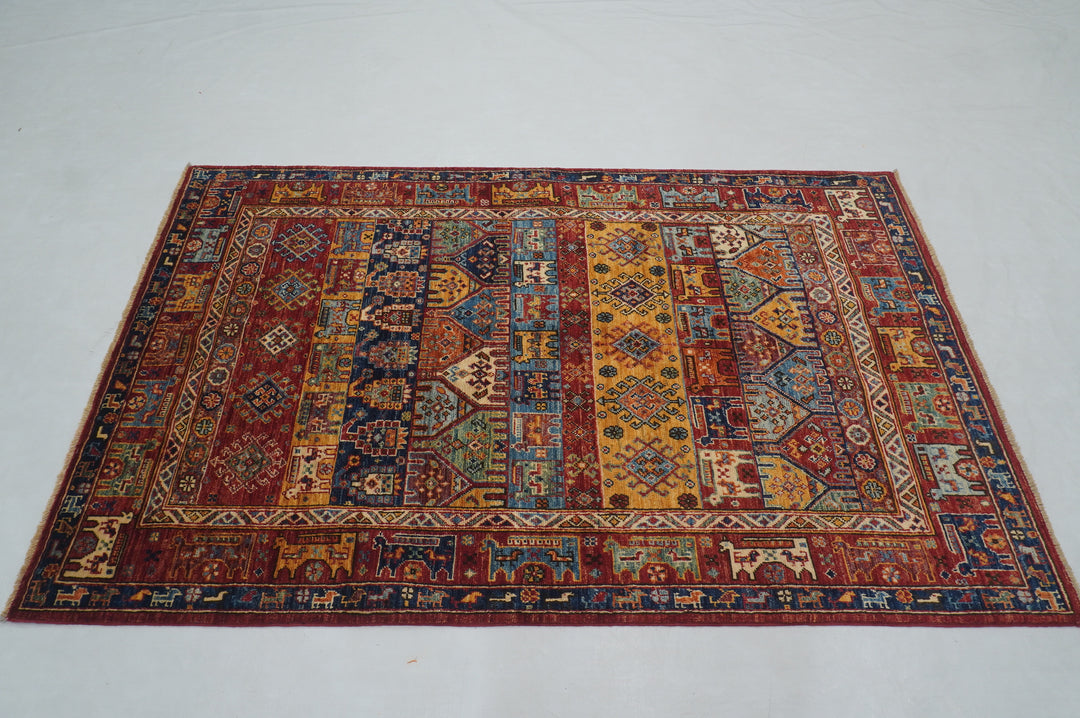 4x6 Red Tribal Animal Gabbeh Afghan Animal Rug