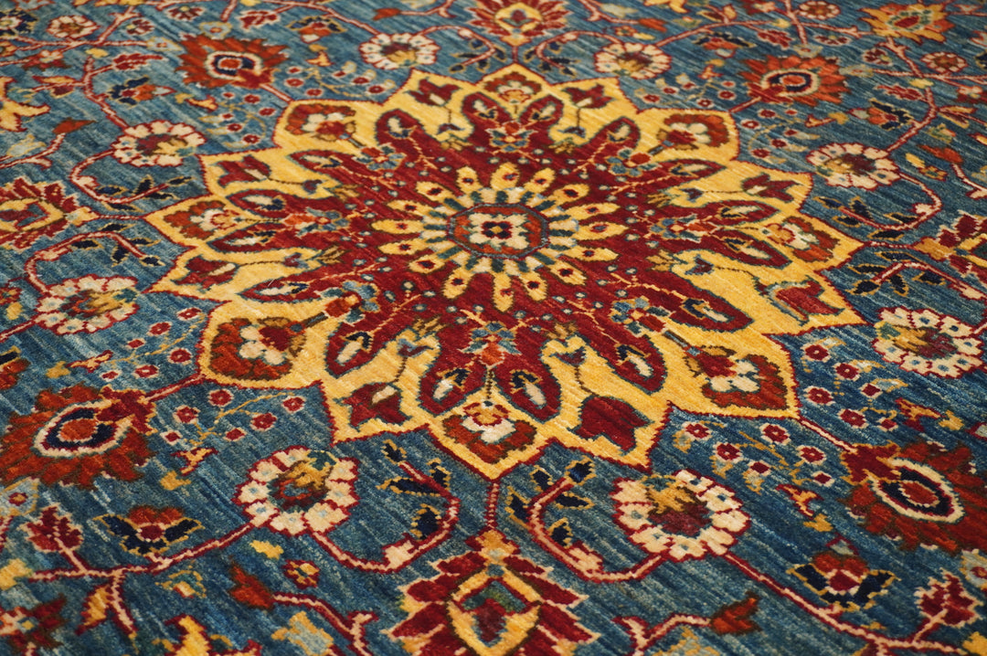 10x14 Red Farahan Afghan Hand knotted Wool Oriental Medallion Rug - Yildiz Rugs