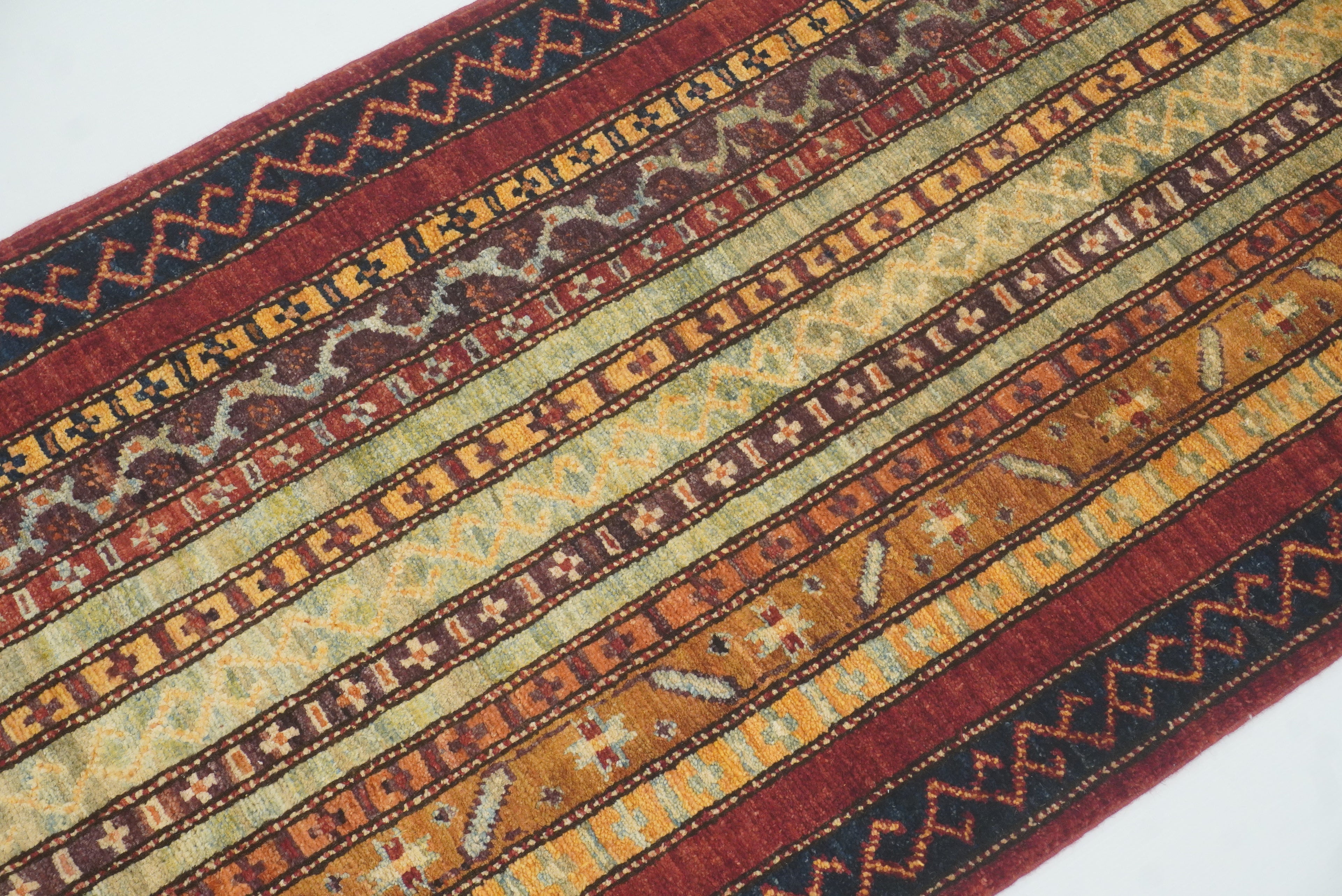 2x5 Red Shaal Turkish Hand knotted Wool Runner Rug - Yildiz Rugs