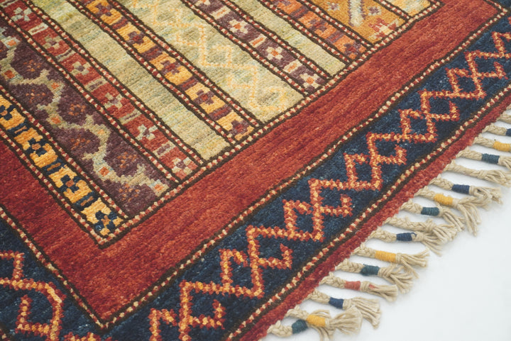 2x5 Red Shaal Turkish Hand knotted Wool Runner Rug - Yildiz Rugs