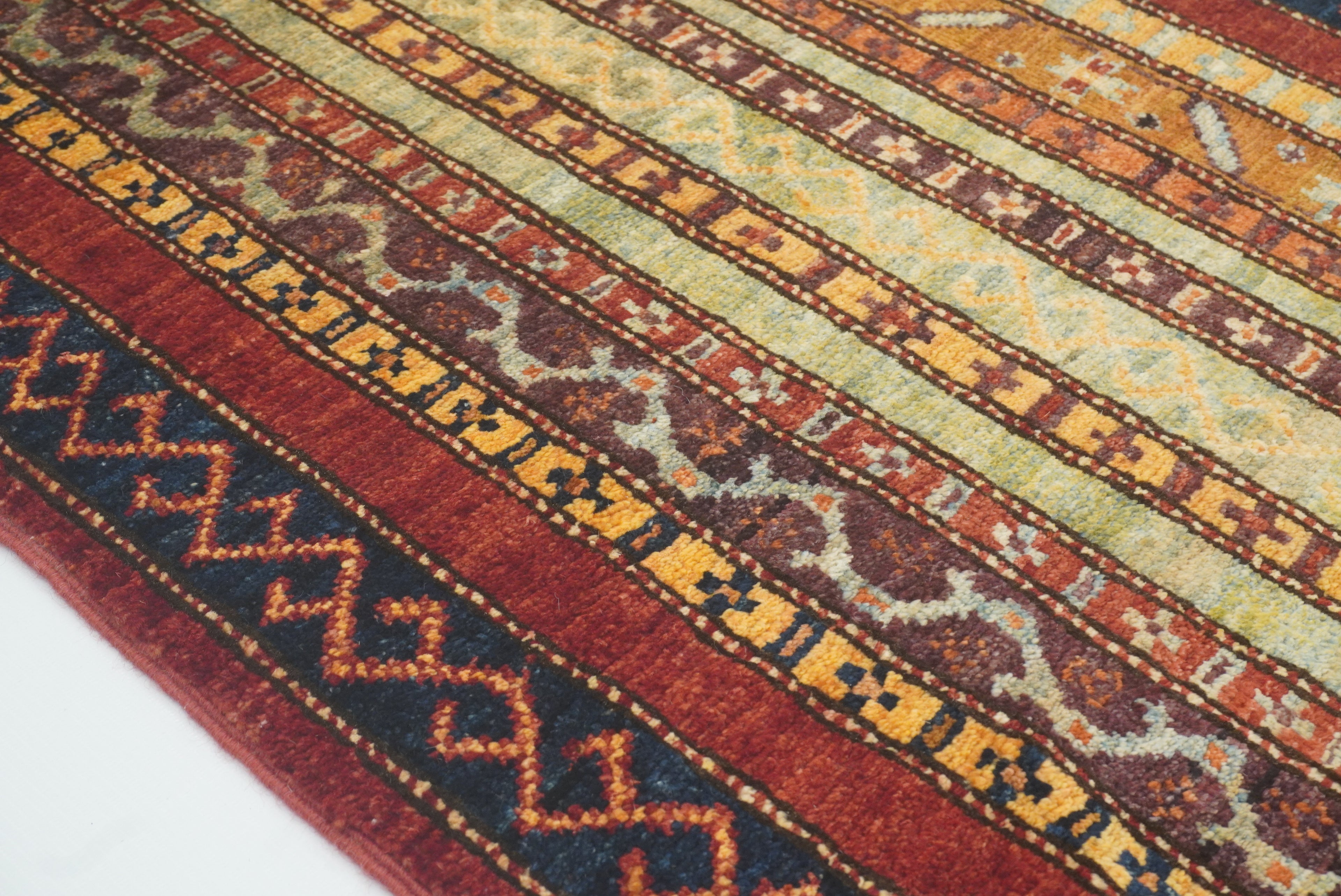2x5 Red Shaal Turkish Hand knotted Wool Runner Rug - Yildiz Rugs