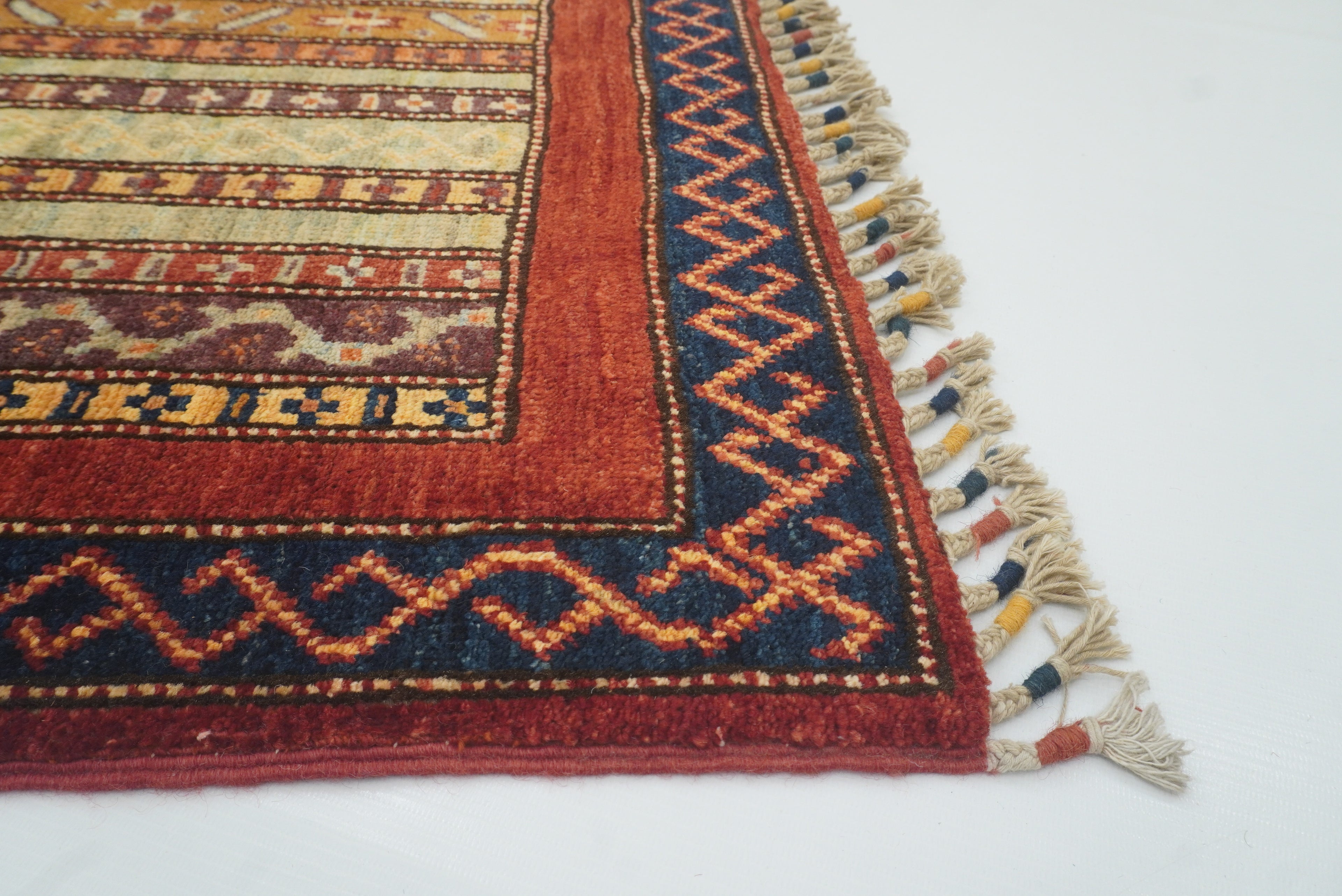 2x5 Red Shaal Turkish Hand knotted Wool Runner Rug - Yildiz Rugs
