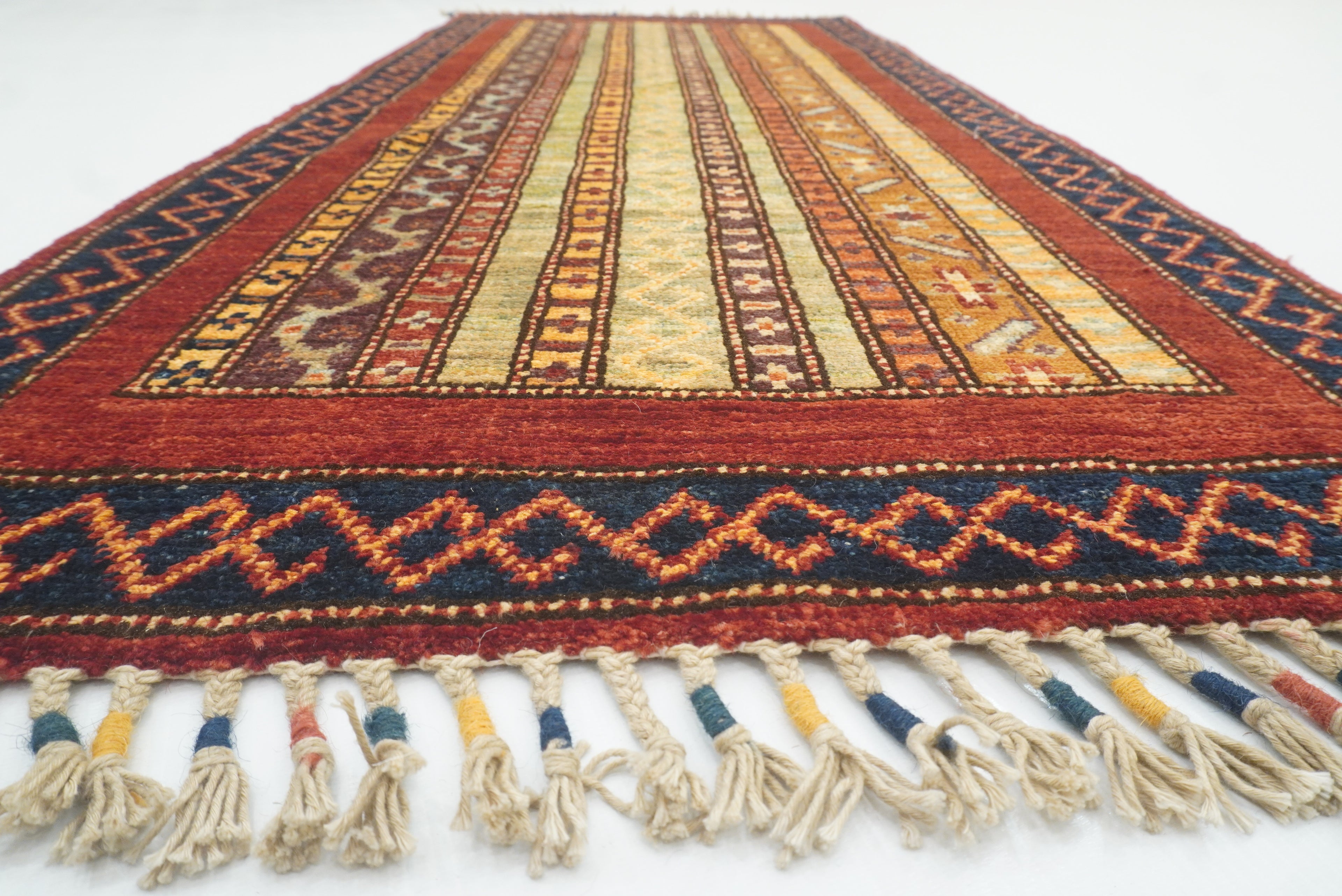2x5 Red Shaal Turkish Hand knotted Wool Runner Rug - Yildiz Rugs