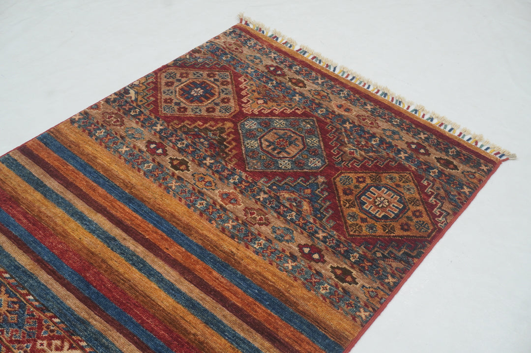 10 Ft Red Tribal Afghan Hand knotted Runner Rug