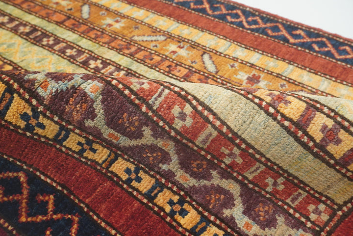 2x5 Red Shaal Turkish Hand knotted Wool Runner Rug - Yildiz Rugs