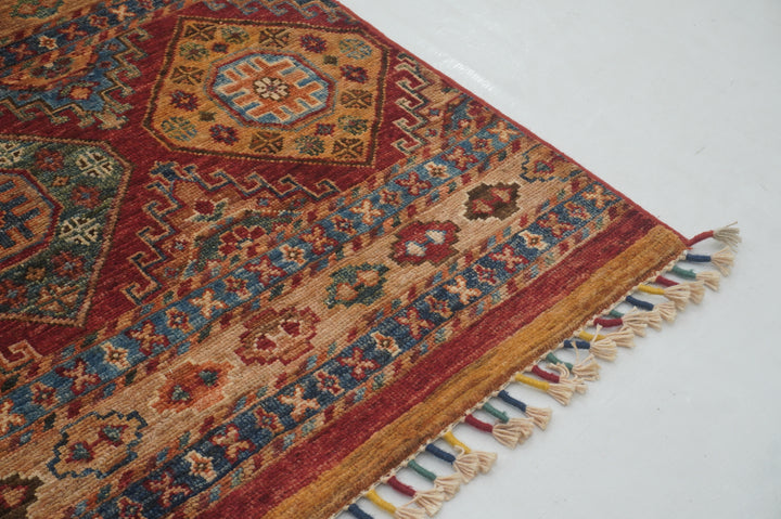 10 Ft Red Tribal Afghan Hand knotted Runner Rug