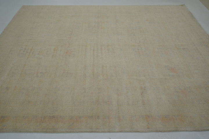 8x10 Beige Vintage Khotan Faded Muted Afghan Hand knotted Rug - Yildiz Rugs