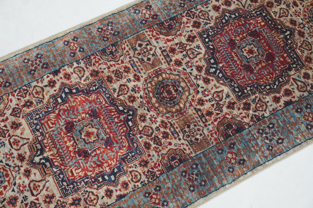 5 ft Gray Mamluk Turkish Hand knotted Runner Rug