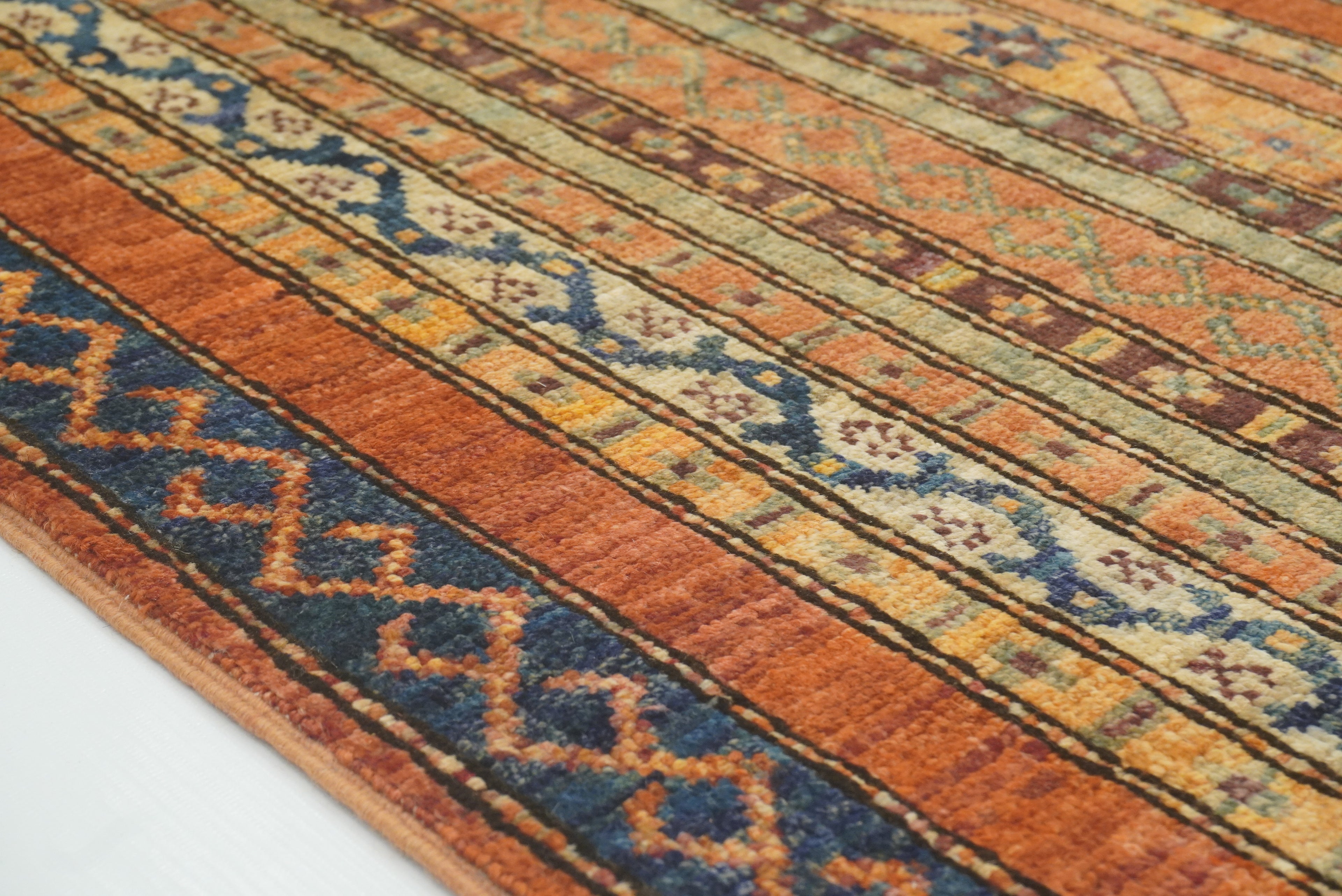 2x5 Orange Turkish Hand knotted Wool Runner Rug - Yildiz Rugs