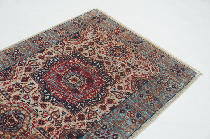 5 ft Gray Mamluk Turkish Hand knotted Runner Rug