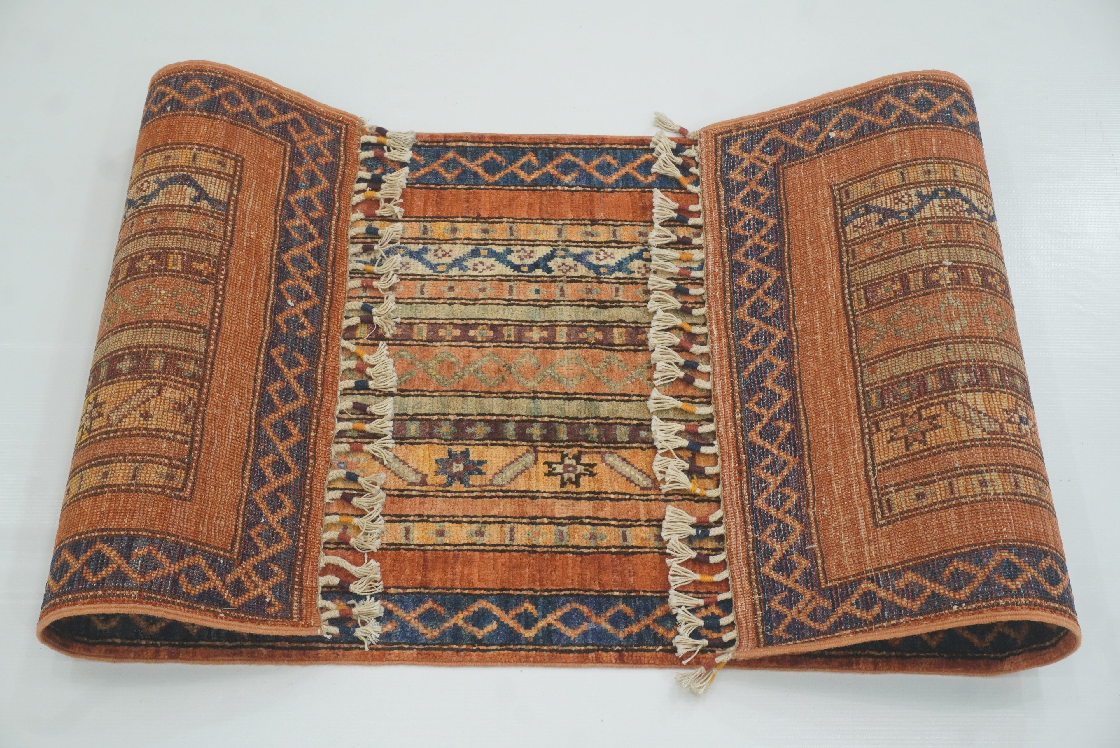 2x5 Orange Turkish Hand knotted Wool Runner Rug - Yildiz Rugs