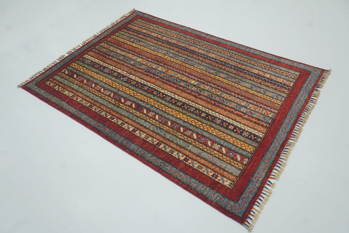 4x6 Red Shawl Hand Knotted Tribal Wool Rug - Yildiz Rugs