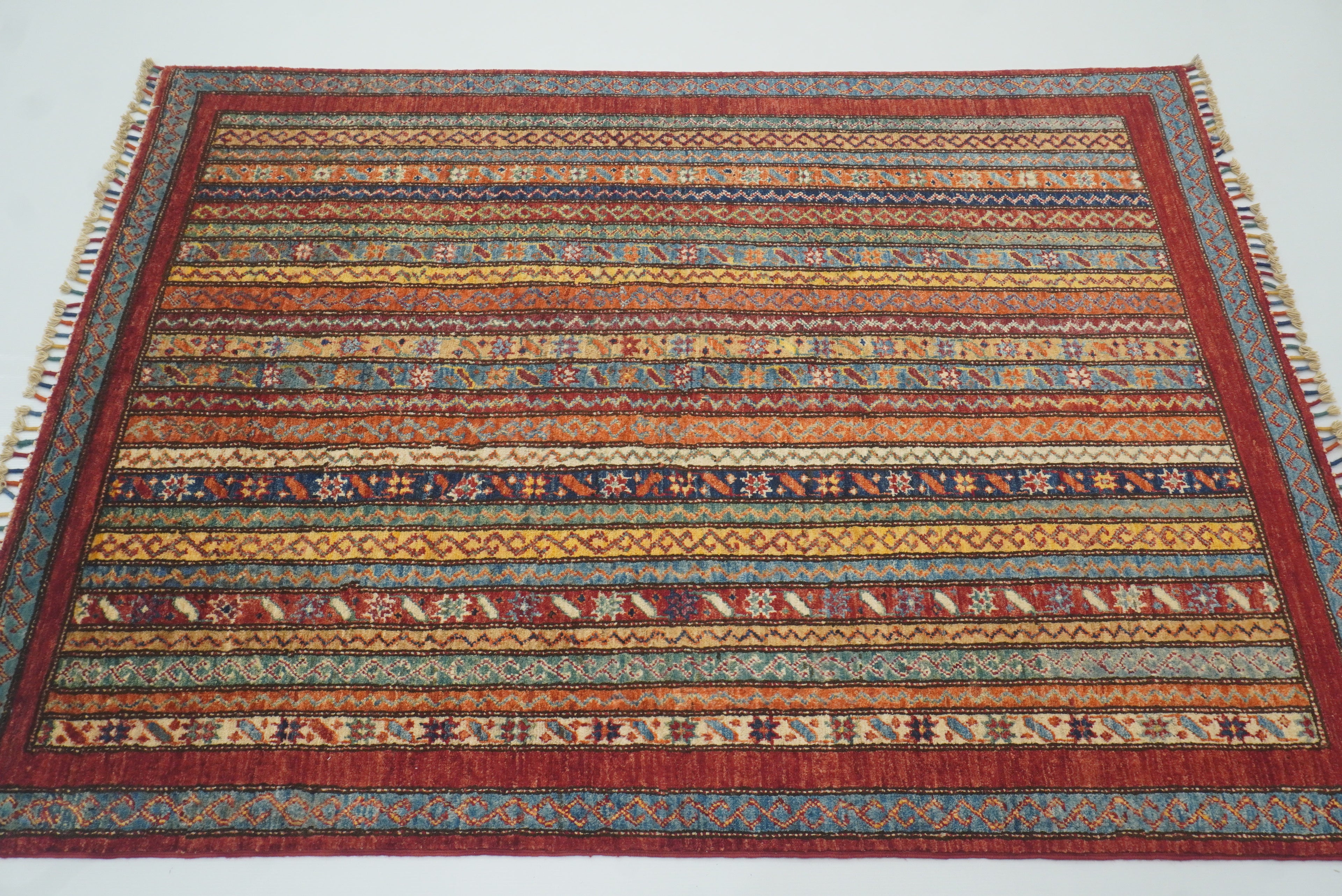 4x6 Red Shawl Hand Knotted Tribal Wool Rug - Yildiz Rugs