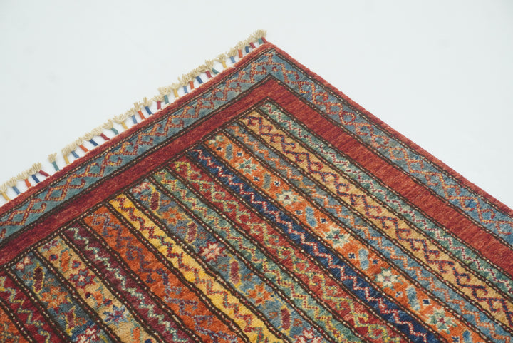 4x6 Red Shawl Hand Knotted Tribal Wool Rug - Yildiz Rugs