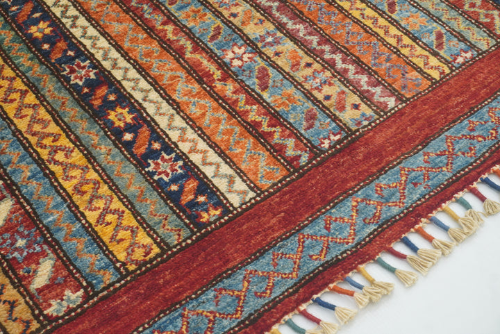 4x6 Red Shawl Hand Knotted Tribal Wool Rug - Yildiz Rugs