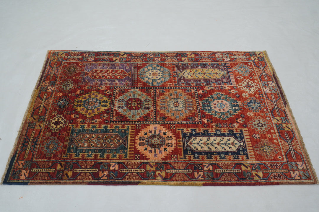 3x5 Red Baluch Tribal Afghan Hand knotted Rug