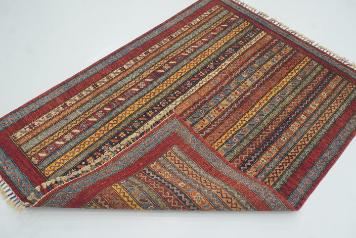 4x6 Red Shawl Hand Knotted Tribal Wool Rug - Yildiz Rugs