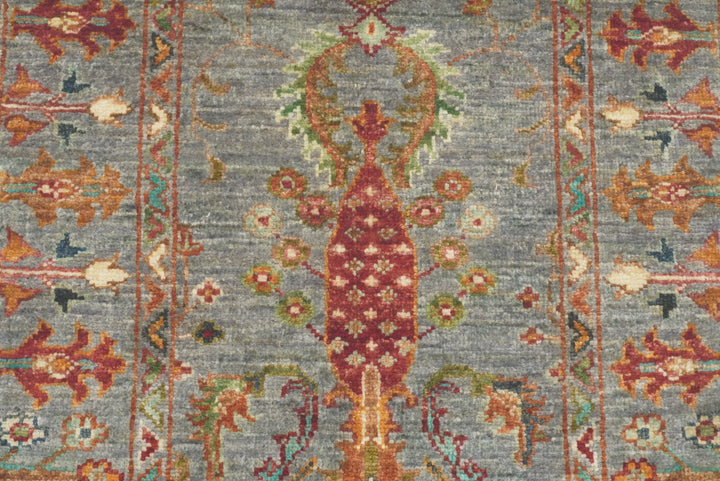 2x3 Gray Afghan Waziri Floral Hand Knotted Rug - Yildiz Rugs