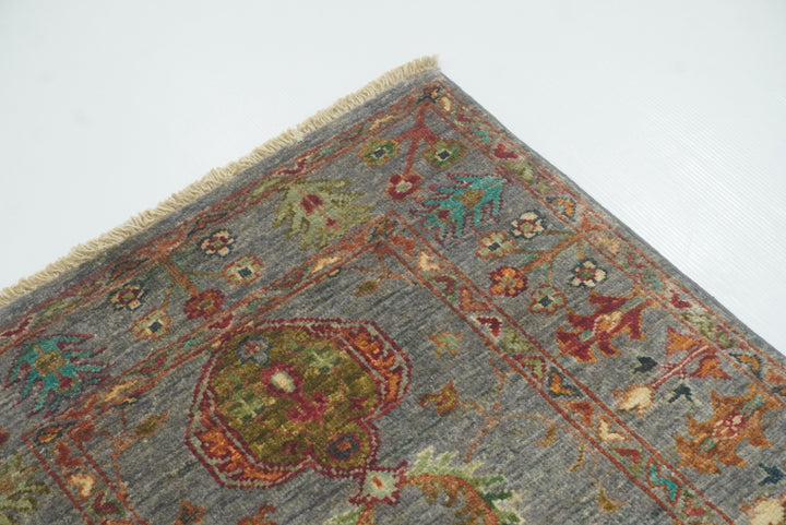 2x3 Gray Afghan Waziri Floral Hand Knotted Rug - Yildiz Rugs