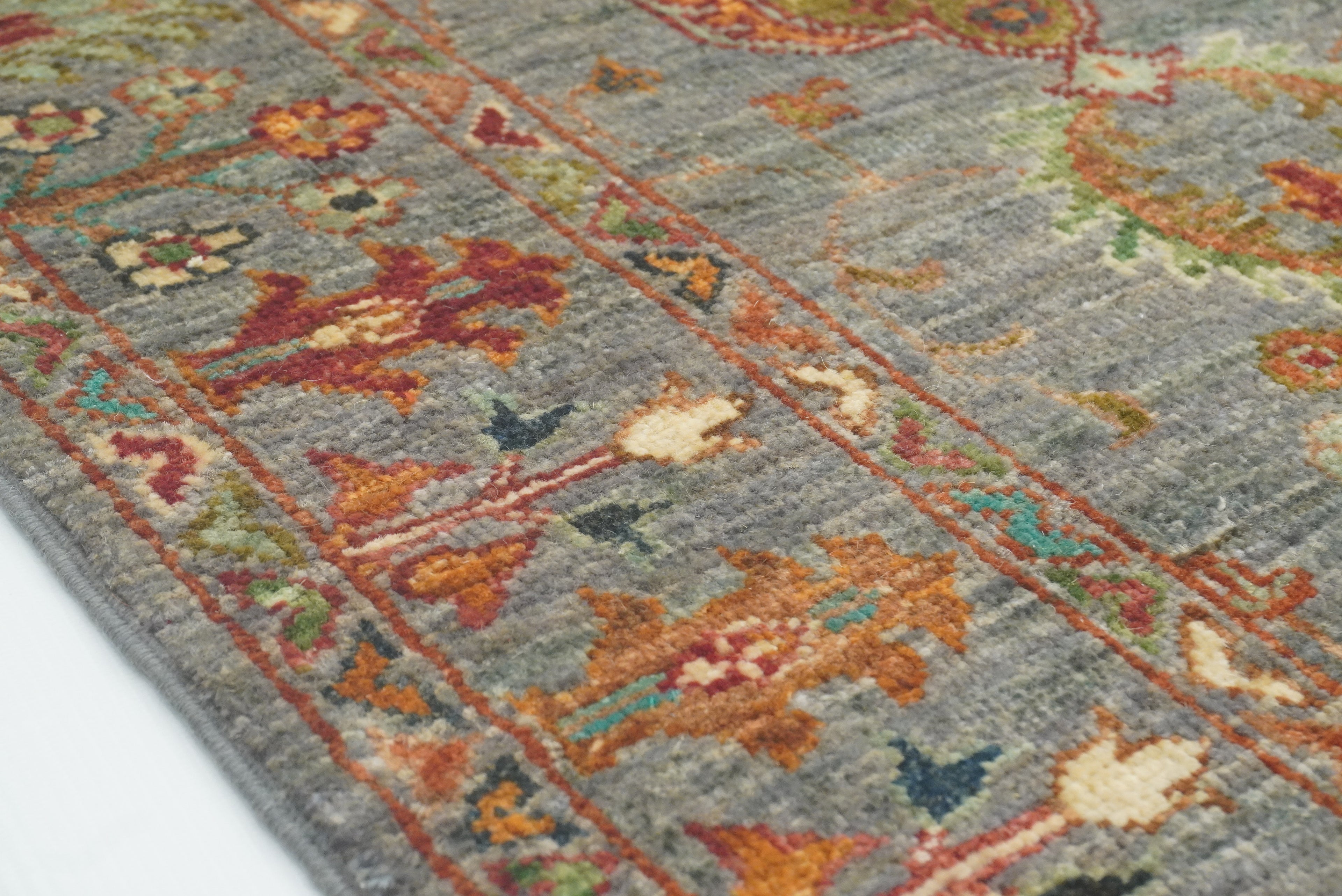 2x3 Gray Afghan Waziri Floral Hand Knotted Rug - Yildiz Rugs