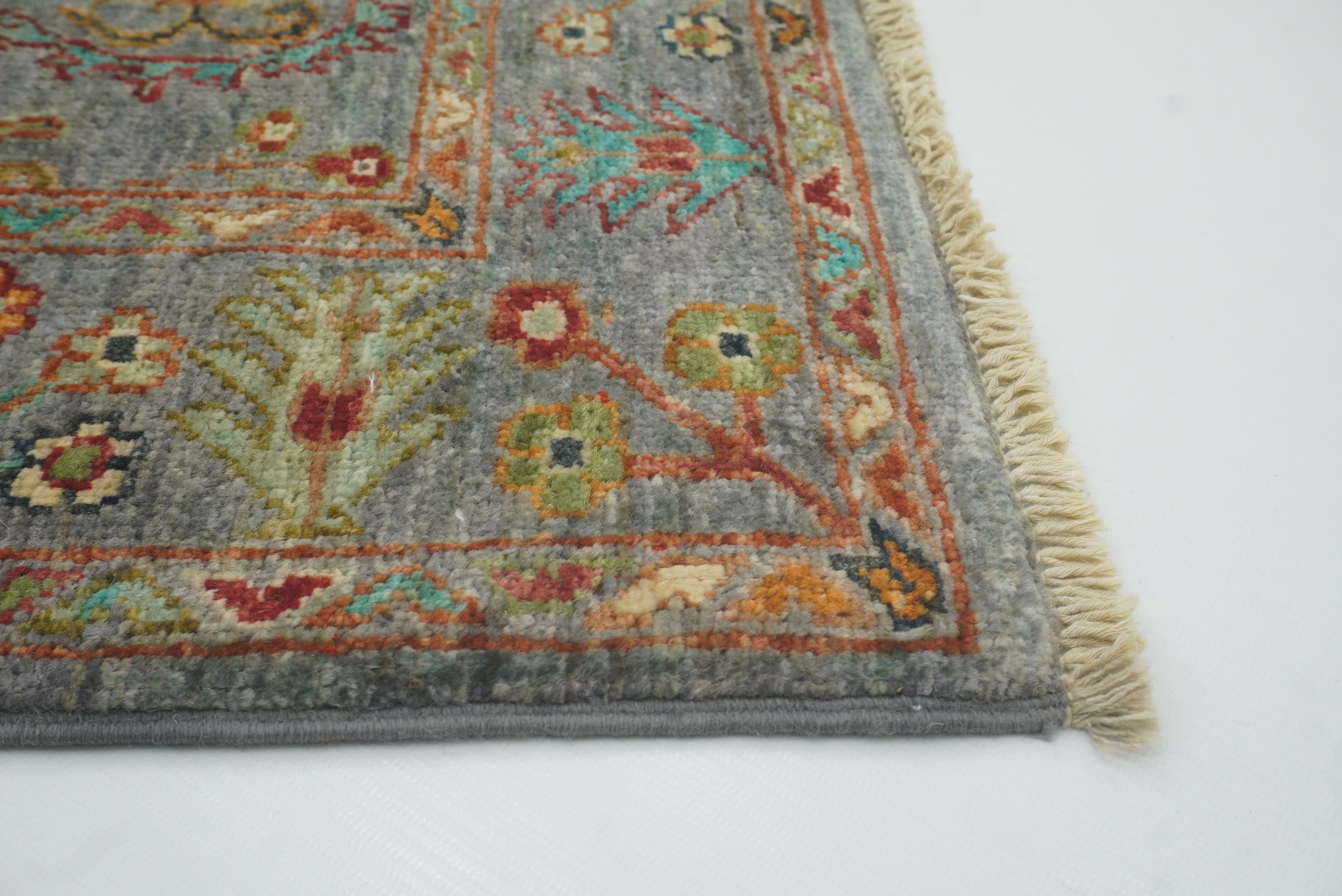 2x3 Gray Afghan Waziri Floral Hand Knotted Rug - Yildiz Rugs