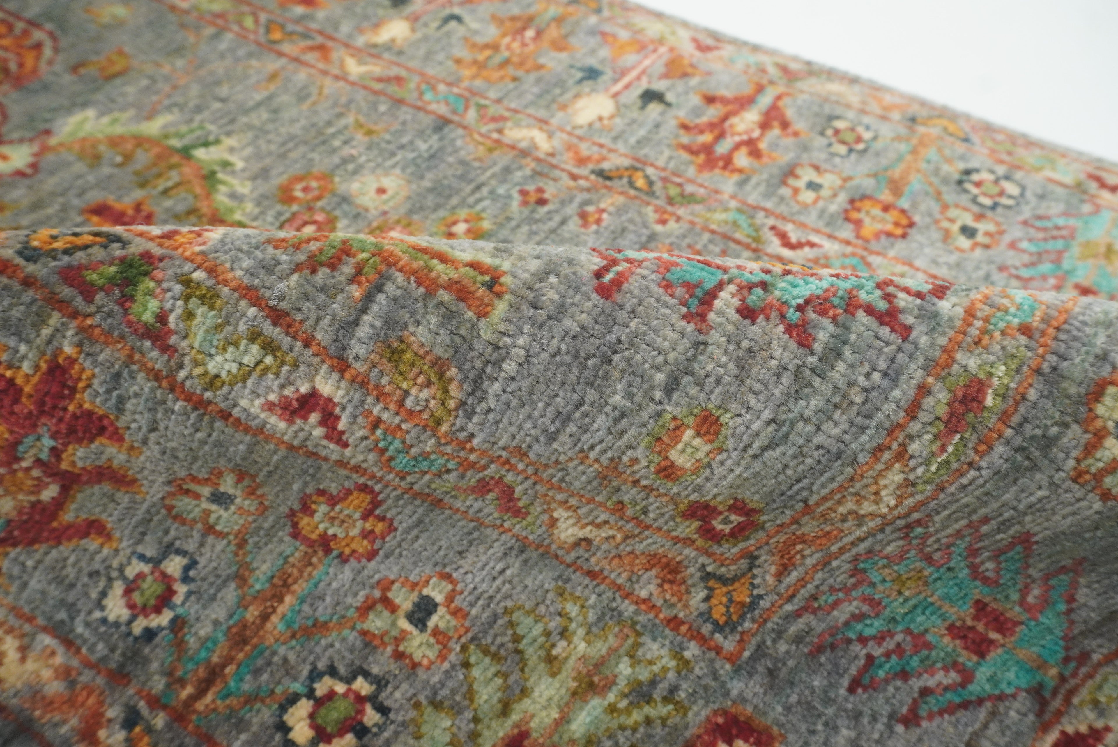 2x3 Gray Afghan Waziri Floral Hand Knotted Rug - Yildiz Rugs