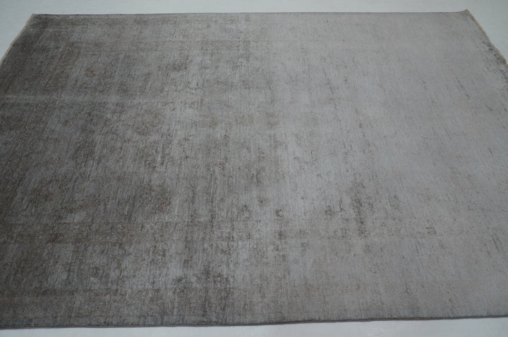 7x10 Silver Gray Afghan Hand knotted Oriental Overdyed Rug