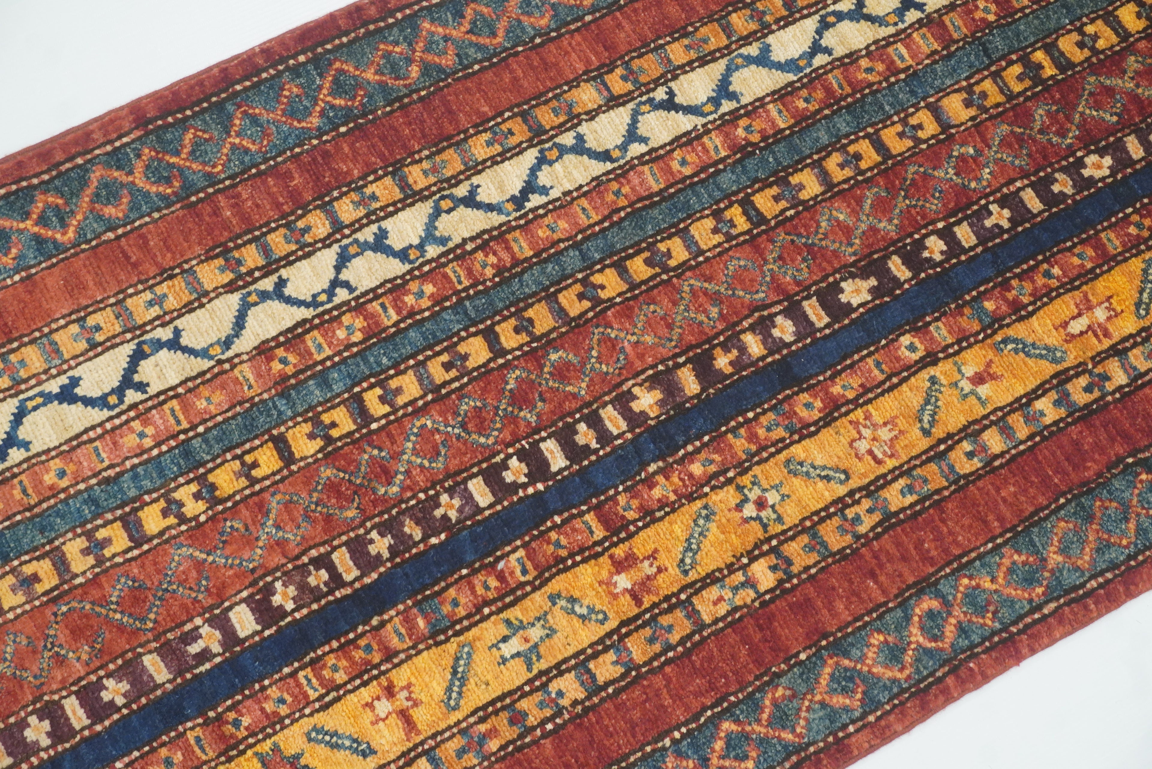 2x5 Red Shaal Turkish Hand knotted Wool Runner Rug - Yildiz Rugs