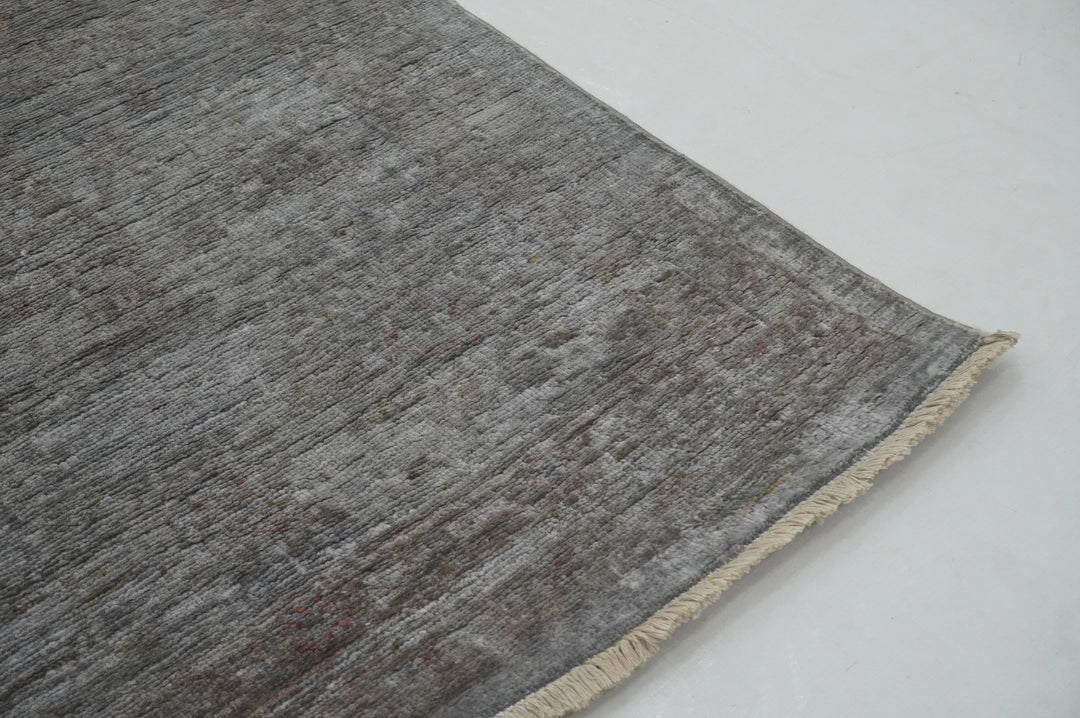 7x10 Silver Gray Afghan Hand knotted Oriental Overdyed Rug