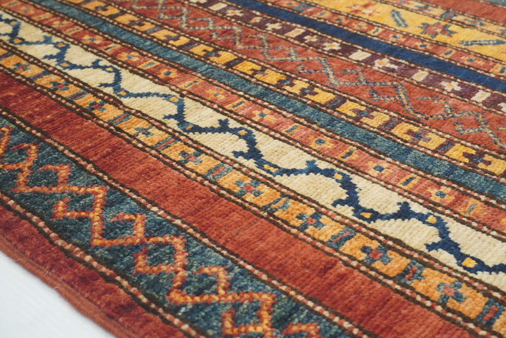 2x5 Red Shaal Turkish Hand knotted Wool Runner Rug - Yildiz Rugs