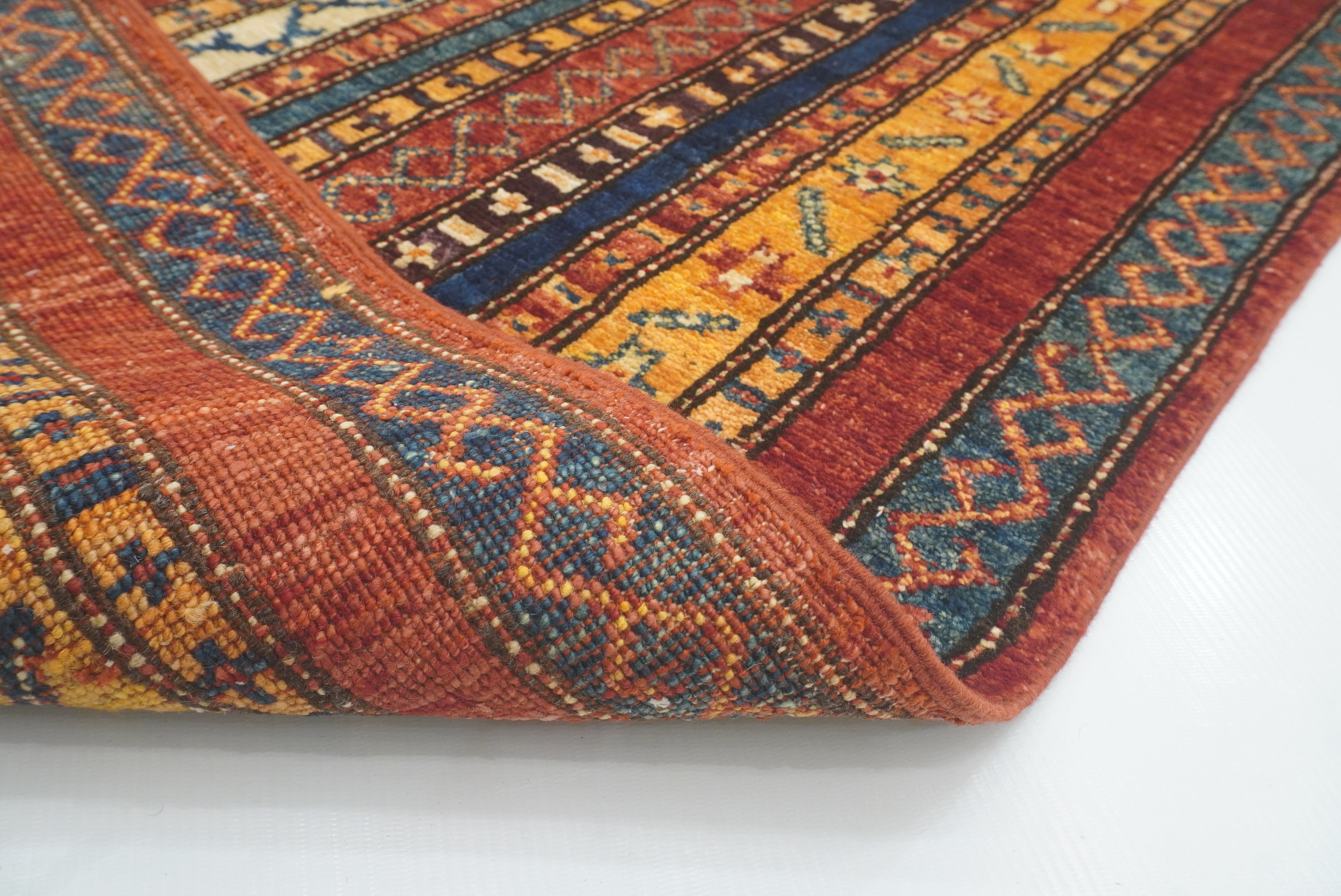 2x5 Red Shaal Turkish Hand knotted Wool Runner Rug - Yildiz Rugs
