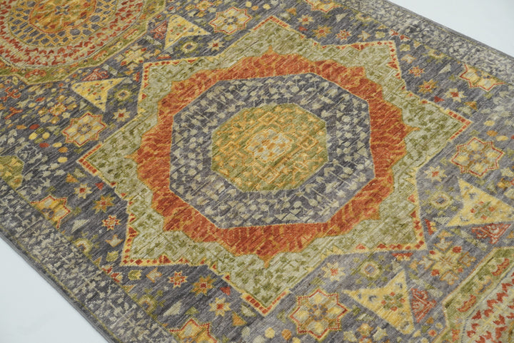 10 ft Gray Mamluk Hand-Knotted Wool Runner Rug - Yildiz Rugs