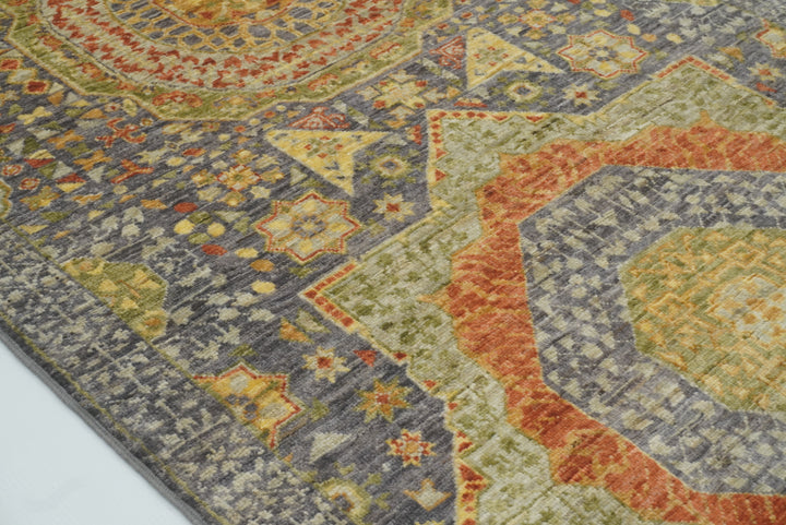 10 ft Gray Mamluk Hand-Knotted Wool Runner Rug - Yildiz Rugs