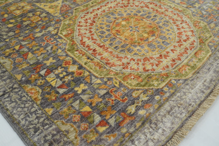 10 ft Gray Mamluk Hand-Knotted Wool Runner Rug - Yildiz Rugs