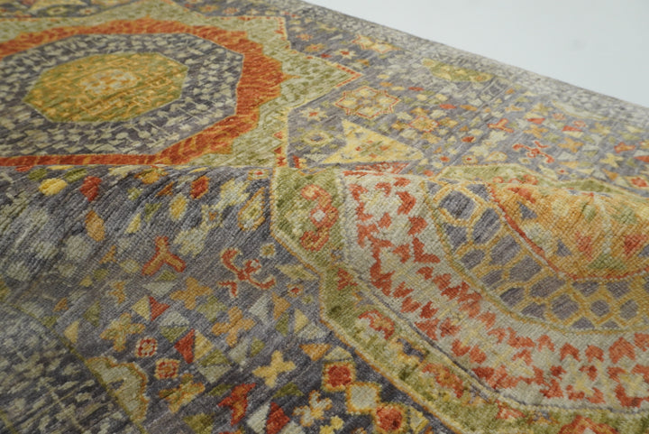 10 ft Gray Mamluk Hand-Knotted Wool Runner Rug - Yildiz Rugs