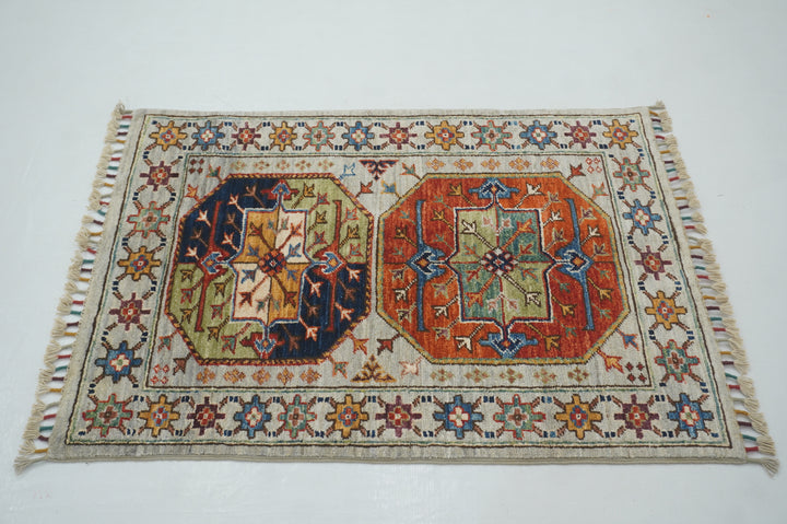 2x3 Gray Ersari Afghan Hand knotted Accent Rug - Yildiz Rugs