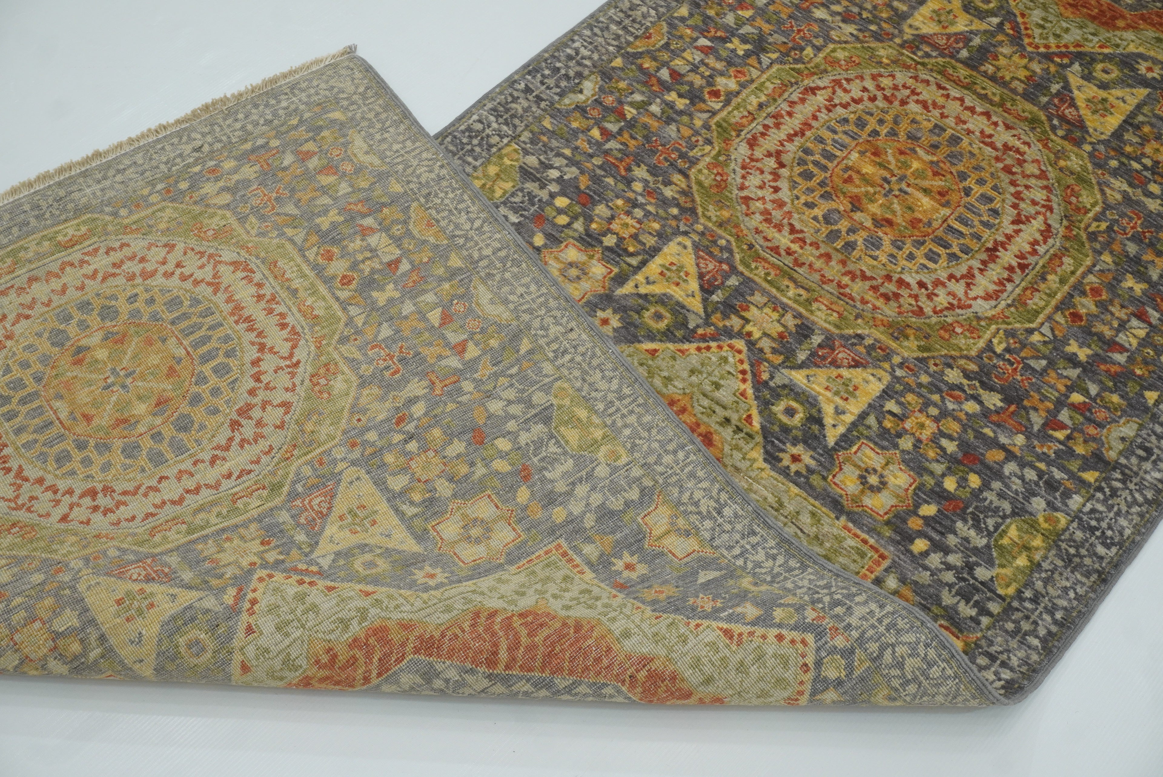 10 ft Gray Mamluk Hand-Knotted Wool Runner Rug - Yildiz Rugs