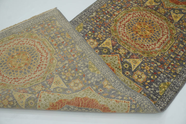 10 ft Gray Mamluk Hand-Knotted Wool Runner Rug - Yildiz Rugs