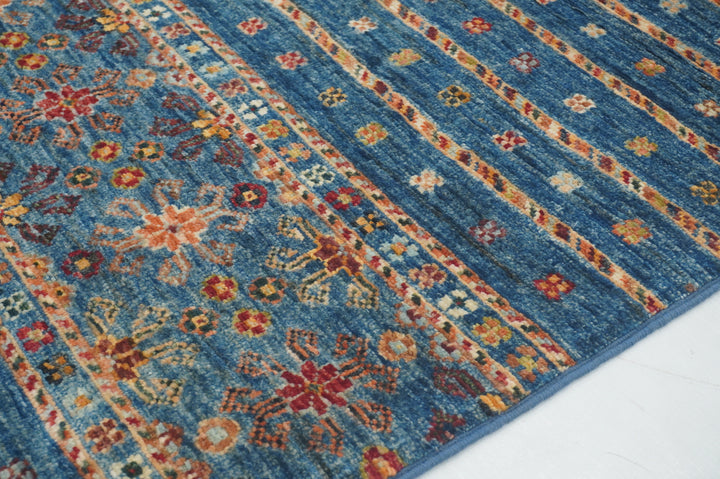 2x7 ft Blue Tribal Afghan Hand knotted Runner Rug