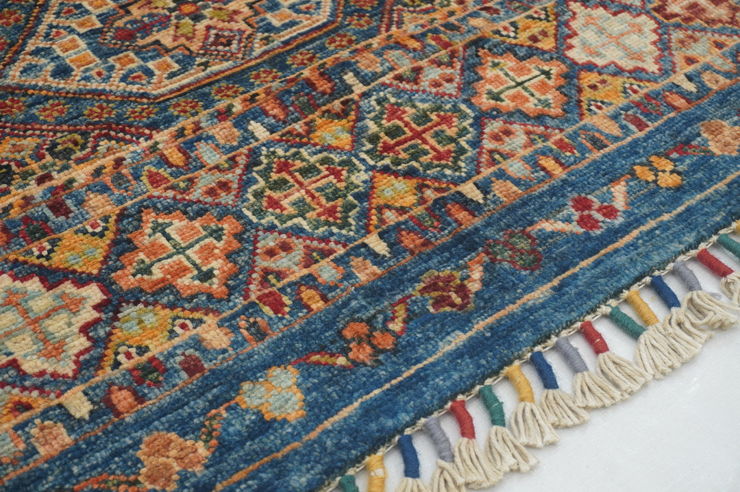 2x7 ft Blue Tribal Afghan Hand knotted Runner Rug