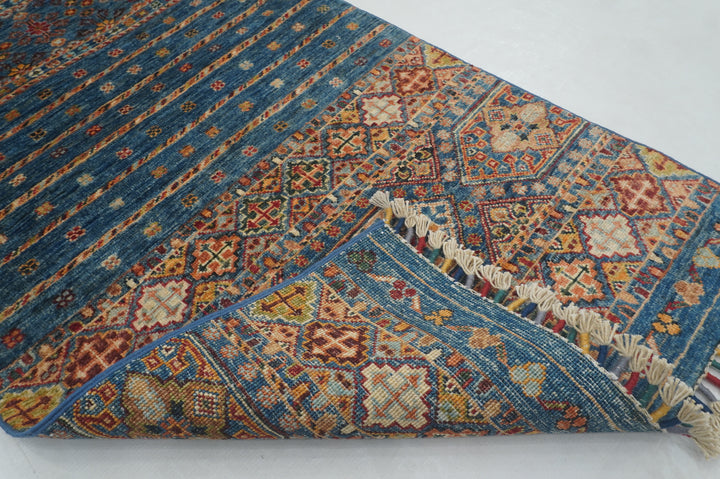 2x7 ft Blue Tribal Afghan Hand knotted Runner Rug