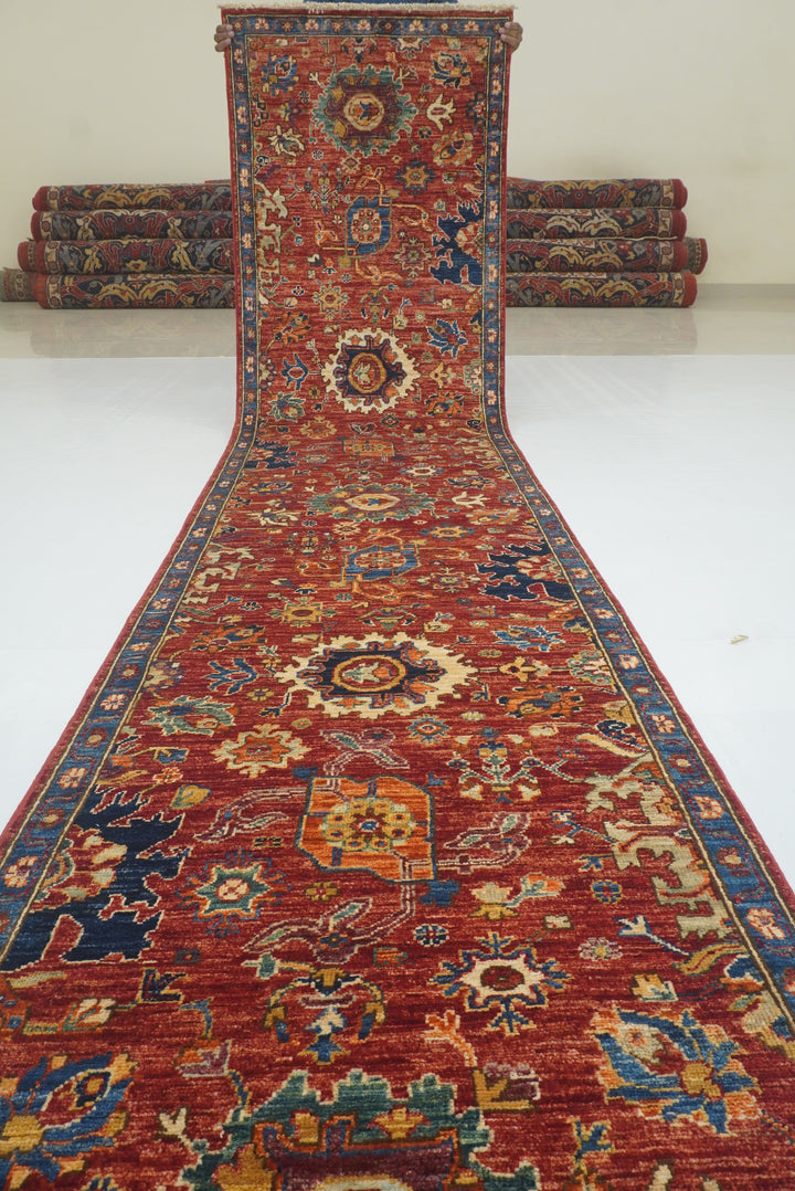 3x18 ft Red Bidjar Afghan Hand knotted Wool Oriental Long Runner Rug - Yildiz Rugs