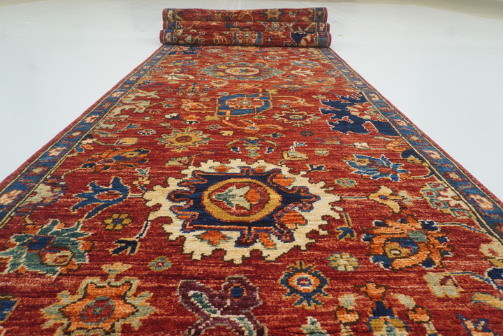 3x18 ft Red Bidjar Afghan Hand knotted Wool Oriental Long Runner Rug - Yildiz Rugs