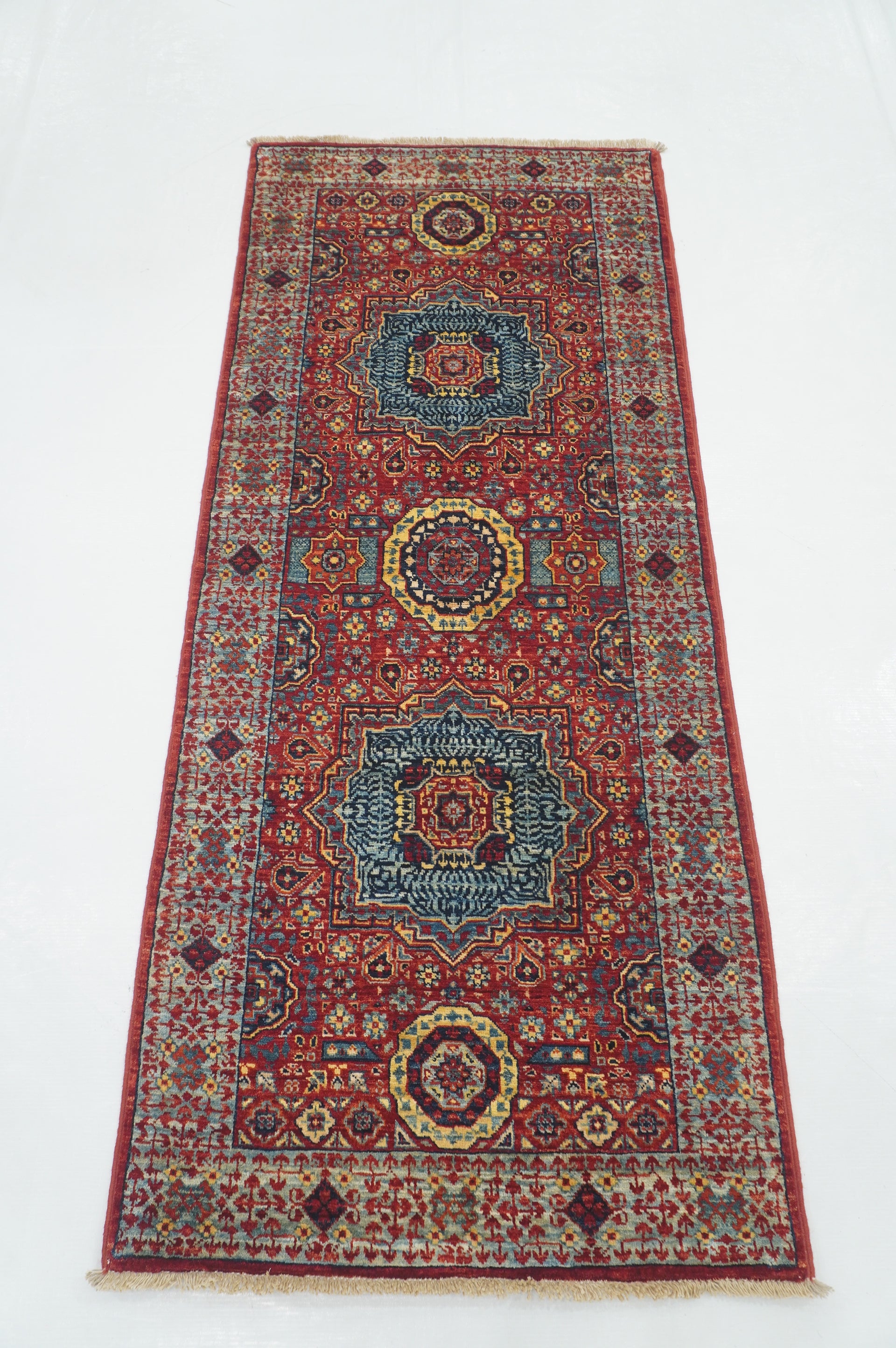 5 ft Red Mamluk Turkish Hand knotted Runner Rug - Yildiz Rugs